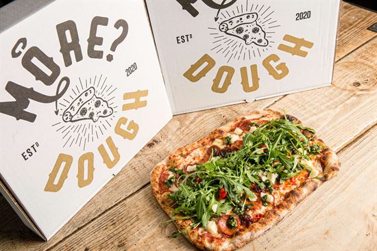 More? Dough pizzas and takeaway boxes